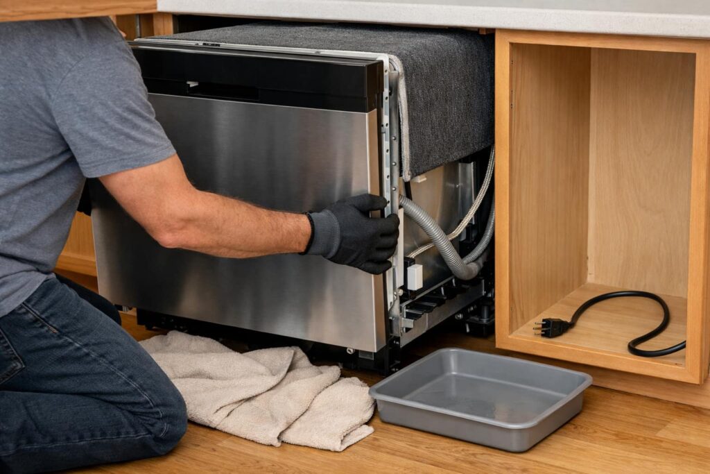 Step 4: Pull the dishwasher out (often required)