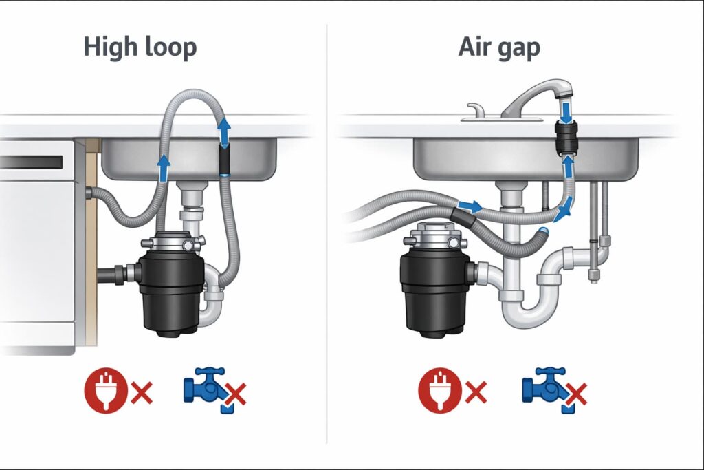 High loop vs air gap (important: local code wins)