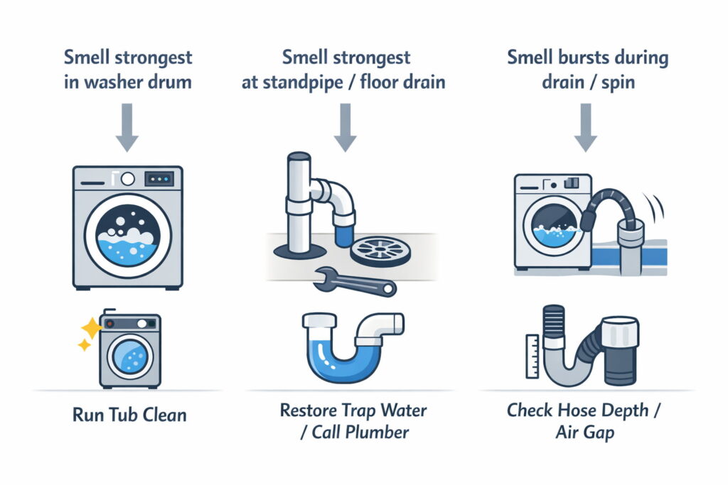 Quick diagnosis: where is the smell strongest?