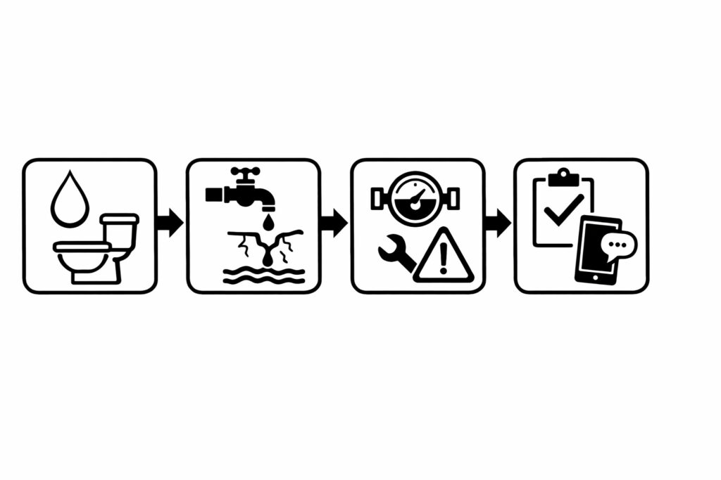 Troubleshooting flow: symptom → likely cause → safe check → next step